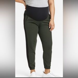 NWT Isabel Maternity by Isabel & Ingrid Crossover Jogger Pants XS Green/Black